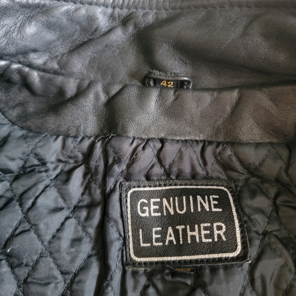 Vintage Drag Specialties Black Leather Motorcycle Jacket Armored SZ 42 Fit Large - Picture 3 of 14